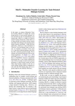 MinTL: Minimalist Transfer Learning for Task-Oriented Dialogue Systems