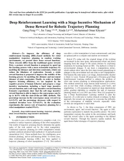 Deep Reinforcement Learning with a Stage Incentive Mechanism of Dense
  Reward for Robotic Trajectory Planning