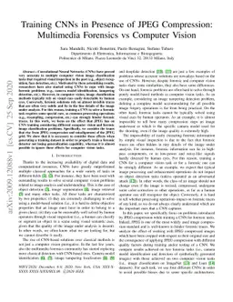 Training CNNs in Presence of JPEG Compression: Multimedia Forensics vs
  Computer Vision