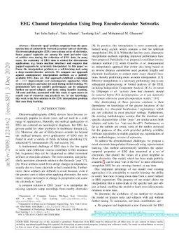 EEG Channel Interpolation Using Deep Encoder-decoder Netwoks