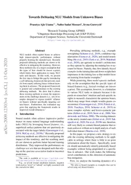 Towards Debiasing NLU Models from Unknown Biases
