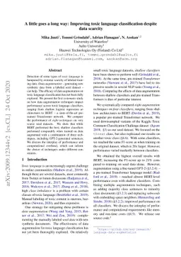 A little goes a long way: Improving toxic language classification
  despite data scarcity