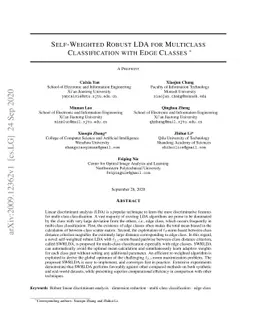 Self-Weighted Robust LDA for Multiclass Classification with Edge Classes