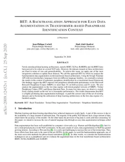 BET: A Backtranslation Approach for Easy Data Augmentation in
  Transformer-based Paraphrase Identification Context