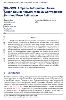 SIA-GCN: A Spatial Information Aware Graph Neural Network with 2D
  Convolutions for Hand Pose Estimation
