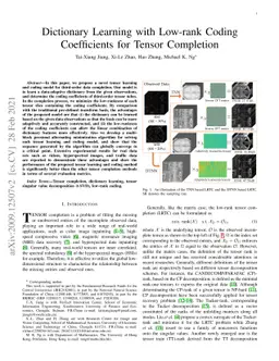 Dictionary Learning with Low-rank Coding Coefficients for Tensor
  Completion