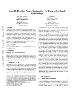 QuatRE: Relation-Aware Quaternions for Knowledge Graph Embeddings
