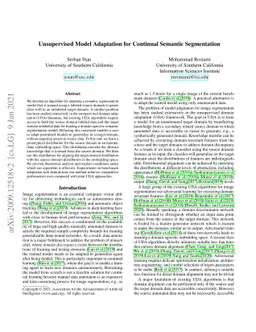 Unsupervised Model Adaptation for Continual Semantic Segmentation