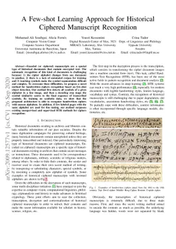 A Few-shot Learning Approach for Historical Ciphered Manuscript
  Recognition