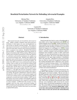 Beneficial Perturbations Network for Defending Adversarial Examples