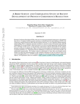 A Brief Survey and Comparative Study of Recent Development of Pronoun
  Coreference Resolution