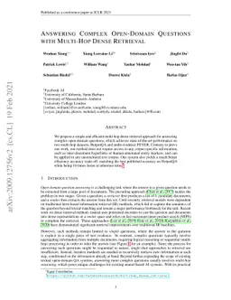 Answering Complex Open-Domain Questions with Multi-Hop Dense Retrieval