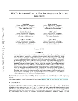 RENT -- Repeated Elastic Net Technique for Feature Selection