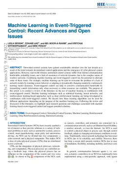 Machine Learning in Event-Triggered Control: Recent Advances and Open
  Issues