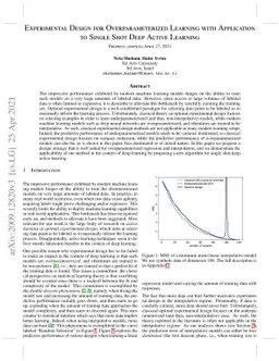 Experimental Design for Overparameterized Learning with Application to
  Single Shot Deep Active Learning