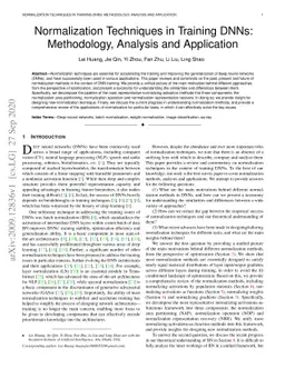 Normalization Techniques in Training DNNs: Methodology, Analysis and
  Application