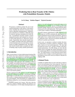 Predicting Sim-to-Real Transfer with Probabilistic Dynamics Models