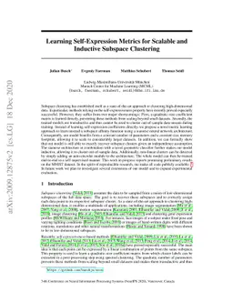 Learning Self-Expression Metrics for Scalable and Inductive Subspace
  Clustering