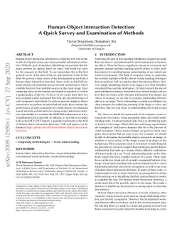 Human-Object Interaction Detection:A Quick Survey and Examination of
  Methods
