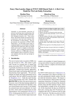 Fancy Man Lauches Zippo at WNUT 2020 Shared Task-1: A Bert Case Model
  for Wet Lab Entity Extraction