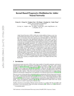 Kernel Based Progressive Distillation for Adder Neural Networks