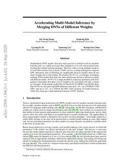 Accelerating Multi-Model Inference by Merging DNNs of Different Weights