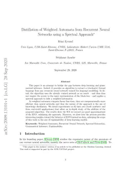 Distillation of Weighted Automata from Recurrent Neural Networks using a
  Spectral Approach