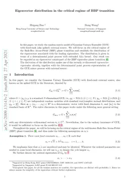 Eigenvector distribution in the critical regime of BBP transition