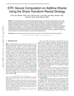 STR: Secure Computation on Additive Shares Using the
  Share-Transform-Reveal Strategy