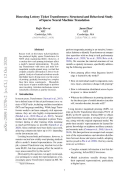 Dissecting Lottery Ticket Transformers: Structural and Behavioral Study
  of Sparse Neural Machine Translation