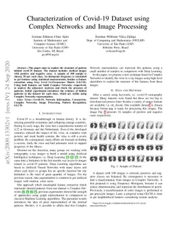Characterization of Covid-19 Dataset using Complex Networks and Image
  Processing