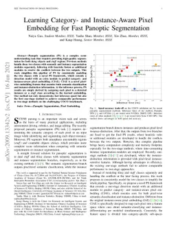 Learning Category- and Instance-Aware Pixel Embedding for Fast Panoptic
  Segmentation