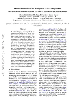 Domain Adversarial Fine-Tuning as an Effective Regularizer