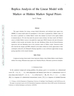 Replica Analysis of the Linear Model with Markov or Hidden Markov Signal
  Priors