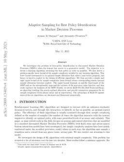 Adaptive Sampling for Best Policy Identification in Markov Decision
  Processes