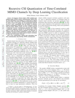Recursive CSI Quantization of Time-Correlated MIMO Channels by Deep
  Learning Classification