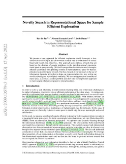Novelty Search in Representational Space for Sample Efficient
  Exploration