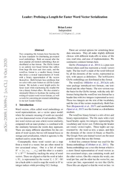 Leader: Prefixing a Length for Faster Word Vector Serialization