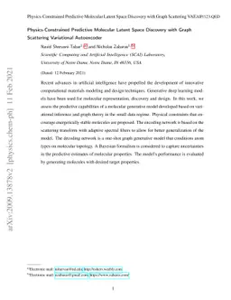 Physics-Constrained Predictive Molecular Latent Space Discovery with
  Graph Scattering Variational Autoencoder