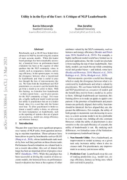 Utility is in the Eye of the User: A Critique of NLP Leaderboards