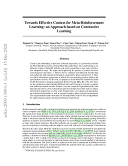 Towards Effective Context for Meta-Reinforcement Learning: an Approach
  based on Contrastive Learning