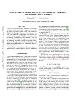 Residual acoustic echo suppression based on efficient multi-task
  convolutional neural network