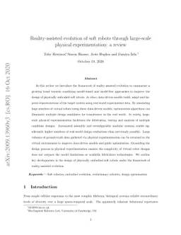 Reality-assisted evolution of soft robots through large-scale physical
  experimentation: a review