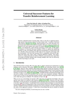 Universal Successor Features for Transfer Reinforcement Learning