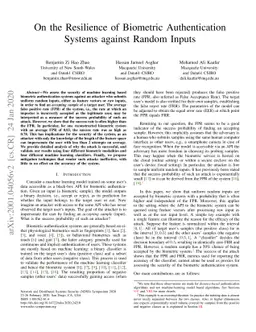 On the Resilience of Biometric Authentication Systems against Random
  Inputs