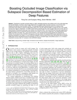 Boosting Occluded Image Classification via Subspace Decomposition Based
  Estimation of Deep Features