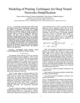 Modeling of Pruning Techniques for Deep Neural Networks Simplification
