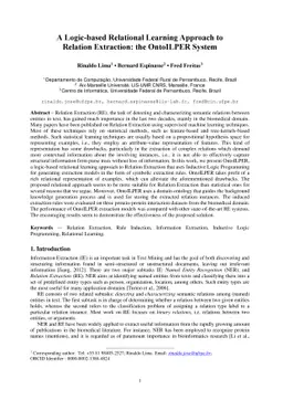 A logic-based relational learning approach to relation extraction: The
  OntoILPER system