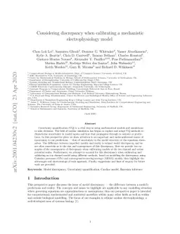 Considering discrepancy when calibrating a mechanistic electrophysiology
  model