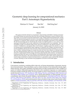 Geometric deep learning for computational mechanics Part I: Anisotropic
  Hyperelasticity
